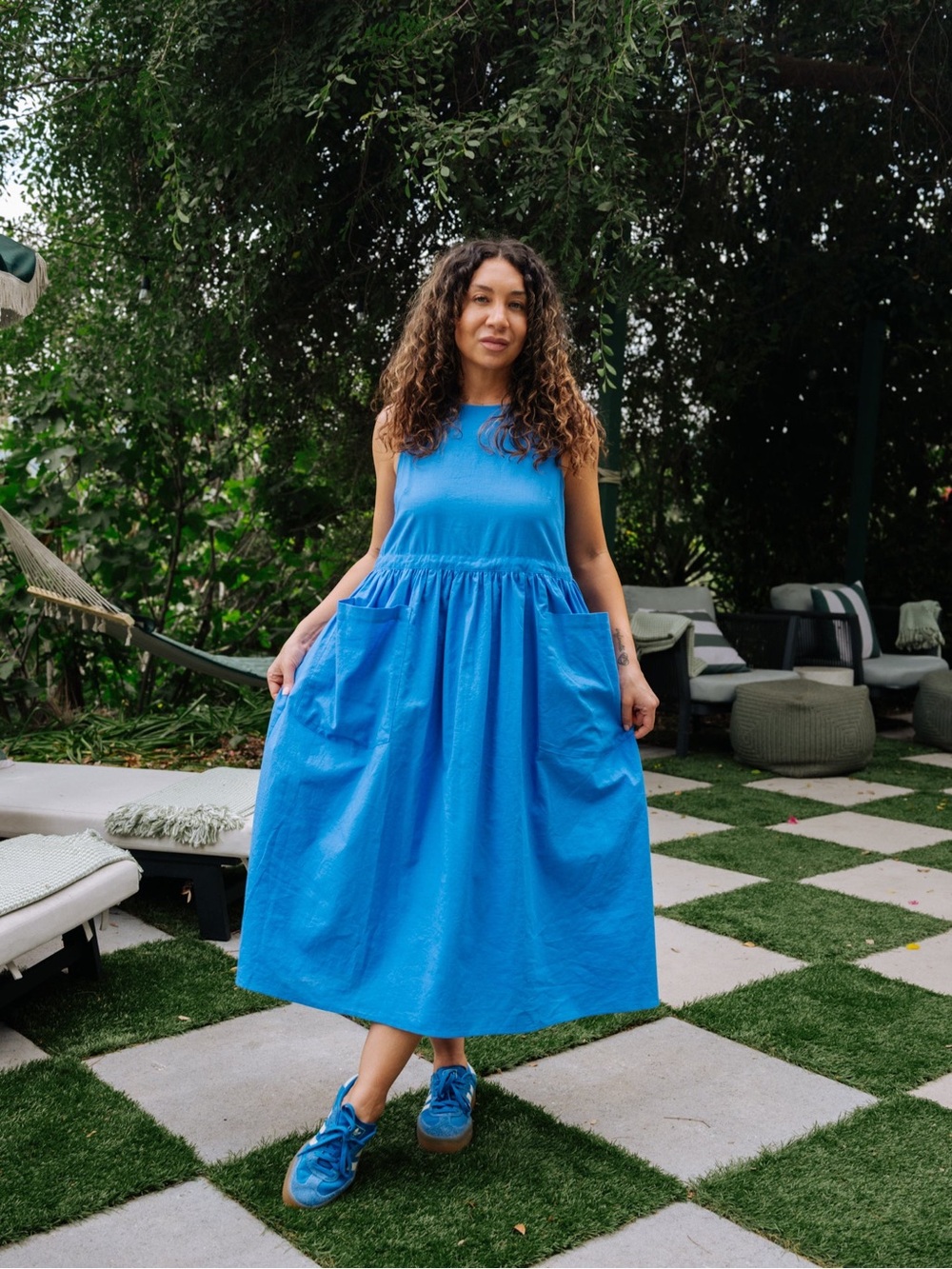 THIS IS MY HOUSEDRESS Grace Dress in Italian Ice Cotton Linen Size L/XL VGUC